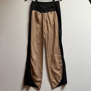 JAC by Jacqueline Conoir Two-Tone Colorblock Linen Blend Trousers Size 0/XS